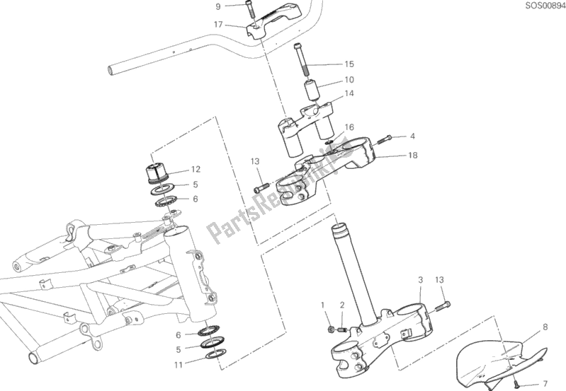 All parts for the Steering Head Base Assembly of the Ducati Multistrada 950 S Touring 2020